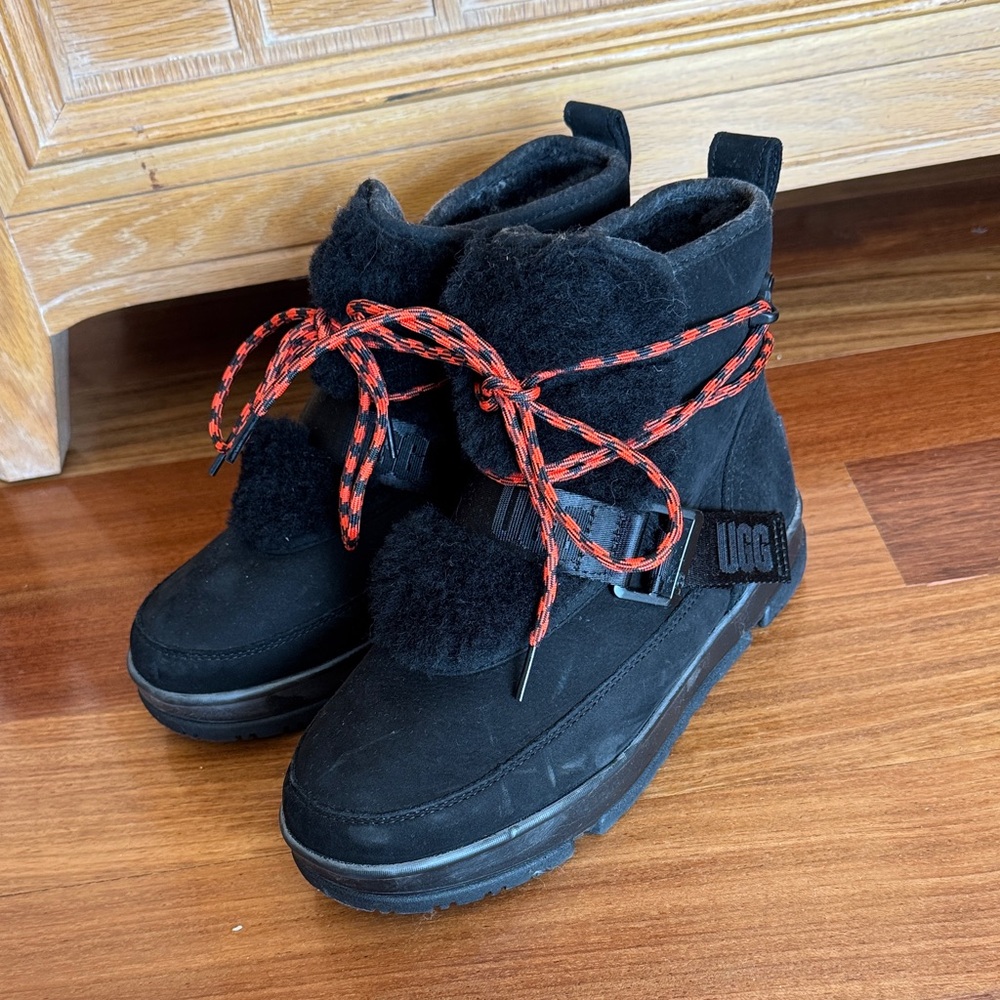 UGG Black Boots with Red Laces